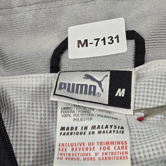 Puma Jacket M Black Nylon Polyester Windbreaker Activewear Logo Long Sleeve - Picture 6 of 8